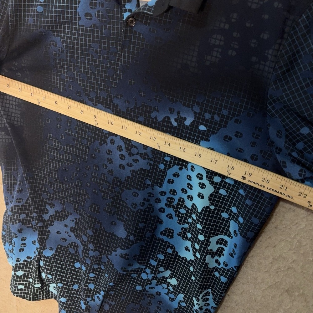 Under Armour Curry‎ Polar Polo Shirt Mens Sz L Blue Black Geometric Fitted Logo - Picture 6 of 7
